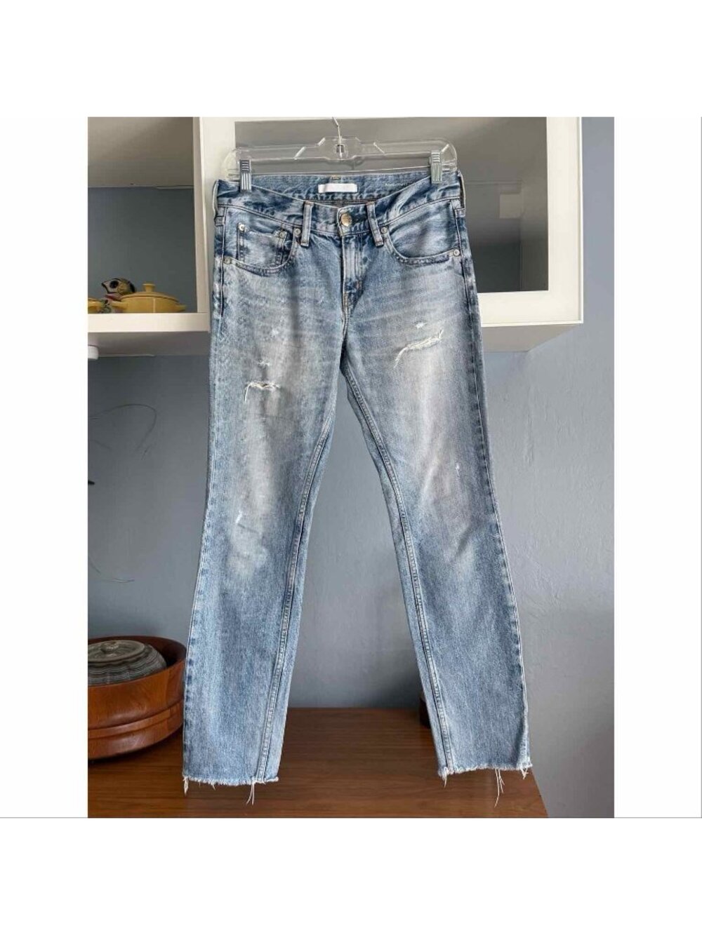 Red Card Japan 25th Anniversary Distressed Slim Tapered Jeans Sz 23 Low Rise